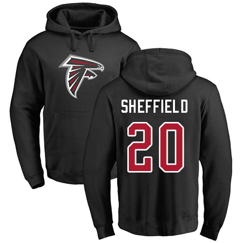Atlanta Falcons Men Black Kendall Sheffield Name And Number Logo NFL Football 20 Pullover Hoodie Sweatshirts